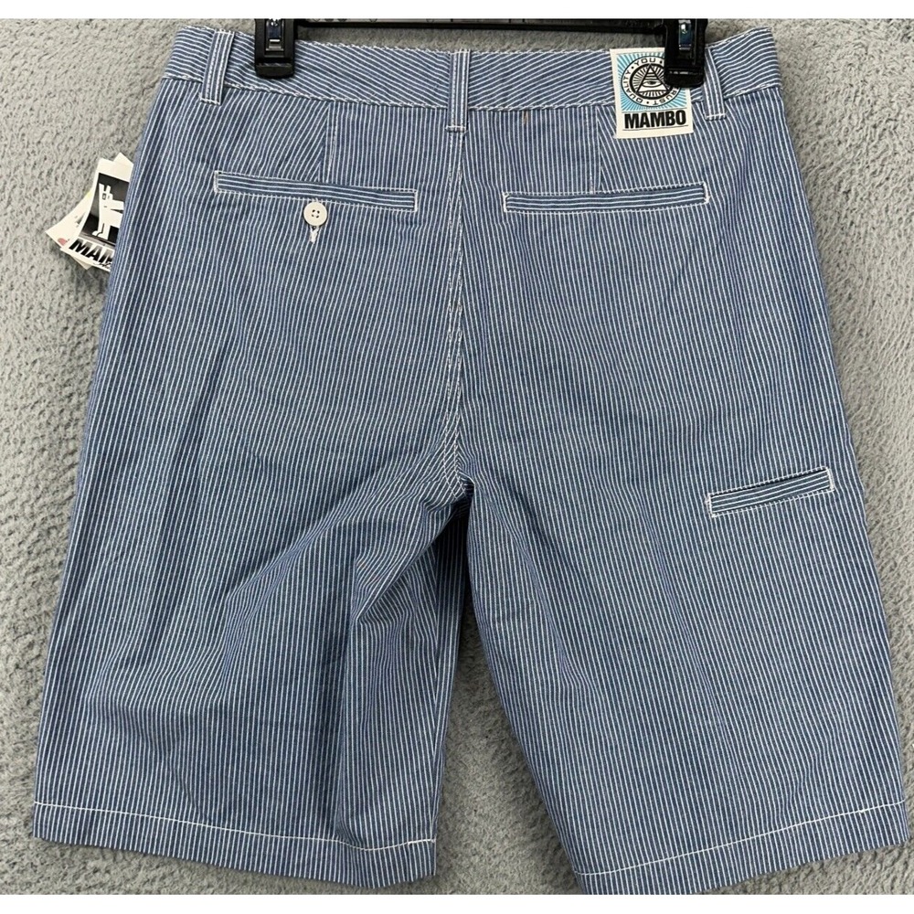 Mambo Australia Shorts Size 30 Mens Hickory Pin Stripe Blue White Cotton New